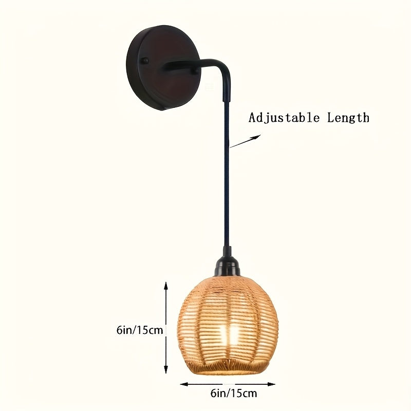 Wandlamp Rotan Boho – Handgevlochten Sfeerlamp voor Slaapkamer & Woonkamer