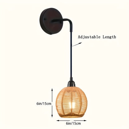 Wandlamp Rotan Boho – Handgevlochten Sfeerlamp voor Slaapkamer & Woonkamer