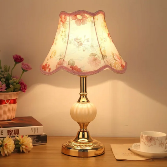 Vintage Tafellamp met Bloemmotief – Scandinavische Sfeerlamp in 4 Dessins