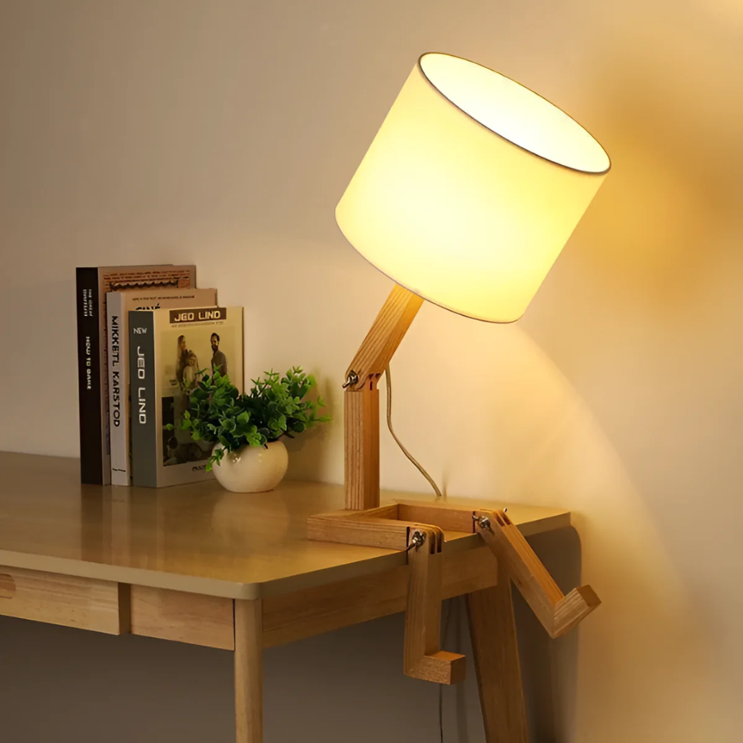 Tafellamp Buigbaar Hout – Flexibele Design Sfeerlamp voor Bureau & Nachtkastje