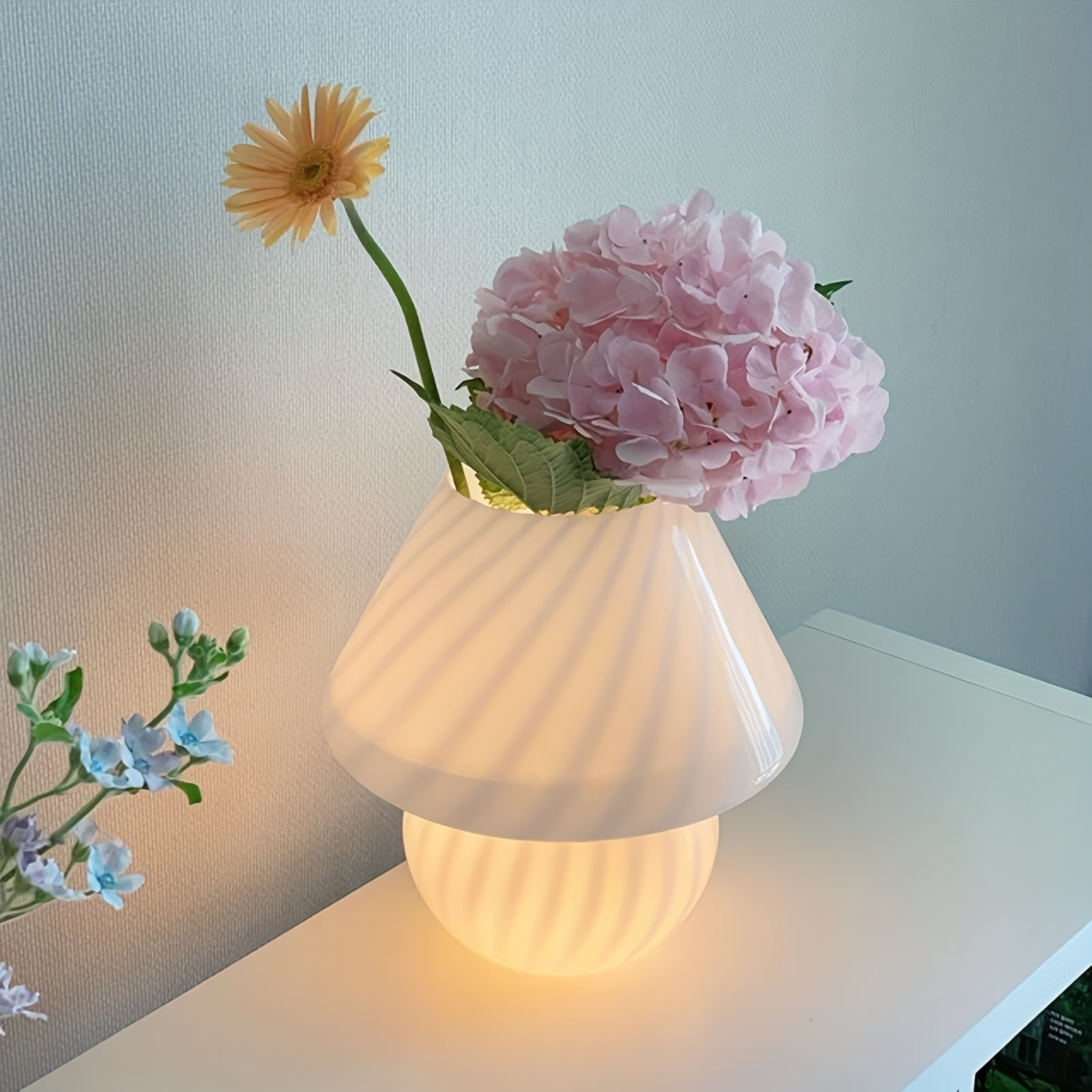 Mushroom Tafellamp Glas – Dimbare USB Paddenstoellamp in Murano-stijl