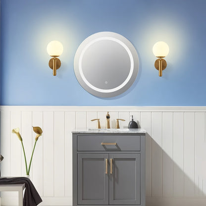 Wandlamp Glazen Bol – Moderne Sconce met Gepolijst Metaal voor Hal & Badkamer