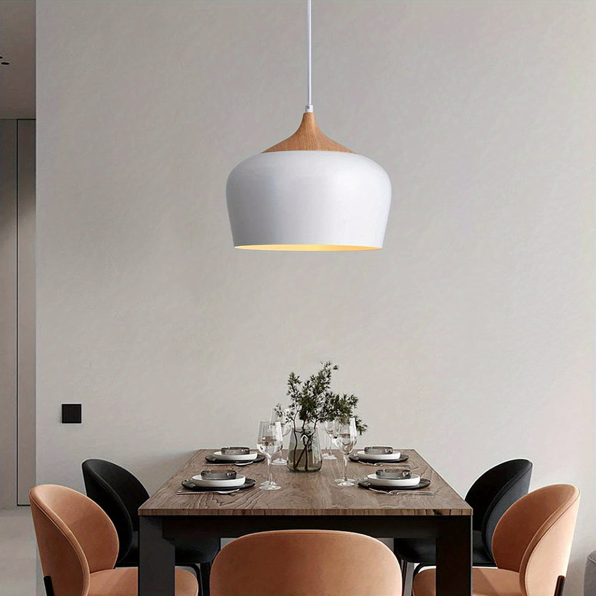 Hanglamp Scandinavisch – Metaal met Houtlook voor Eettafel & Keuken