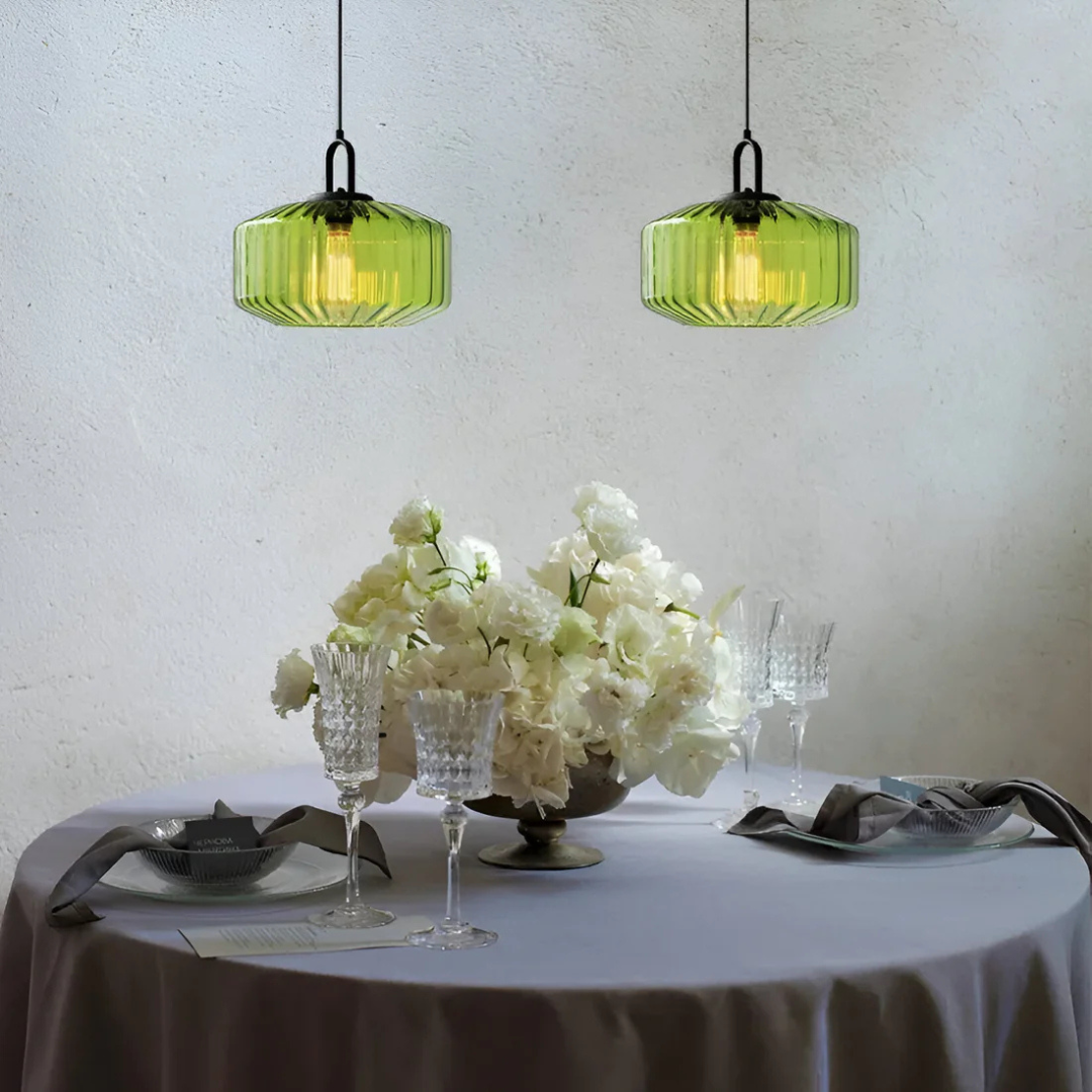 Hanglamp Gekleurd Glas Retro – Sfeervolle Glazen Pendant voor Eettafel & Hal