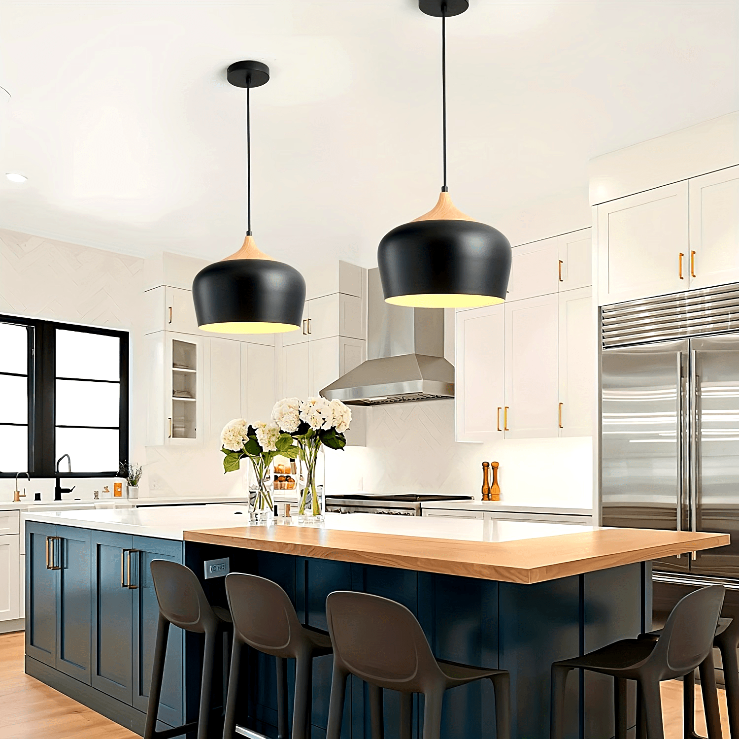 Hanglamp Scandinavisch – Metaal met Houtlook voor Eettafel & Keuken