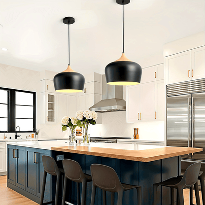 Hanglamp Scandinavisch – Metaal met Houtlook voor Eettafel & Keuken