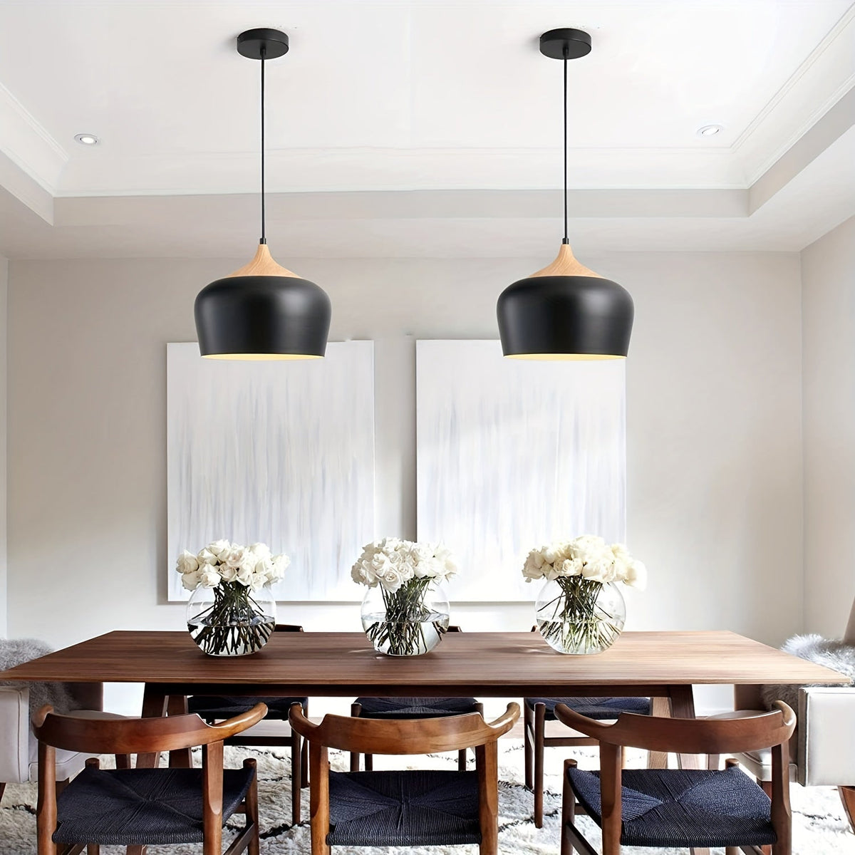 Hanglamp Scandinavisch – Metaal met Houtlook voor Eettafel & Keuken