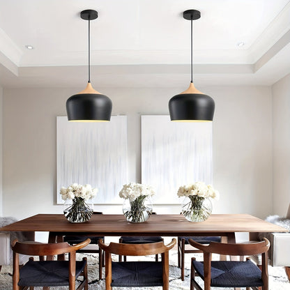 Hanglamp Scandinavisch – Metaal met Houtlook voor Eettafel & Keuken