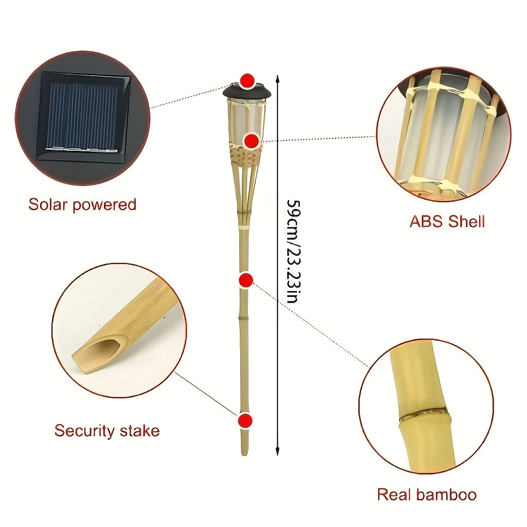 Solar Fakkels Bamboe (2-pack) – 12-LED Tuinlantaarns met Vlameffect op Zonne-energie