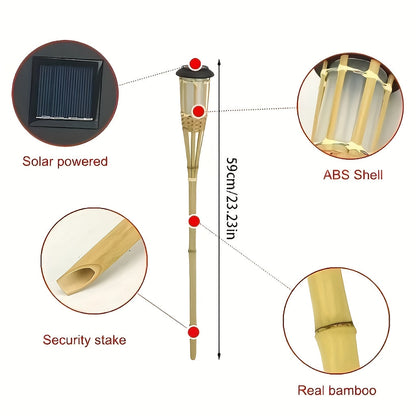 Solar Fakkels Bamboe (2-pack) – 12-LED Tuinlantaarns met Vlameffect op Zonne-energie