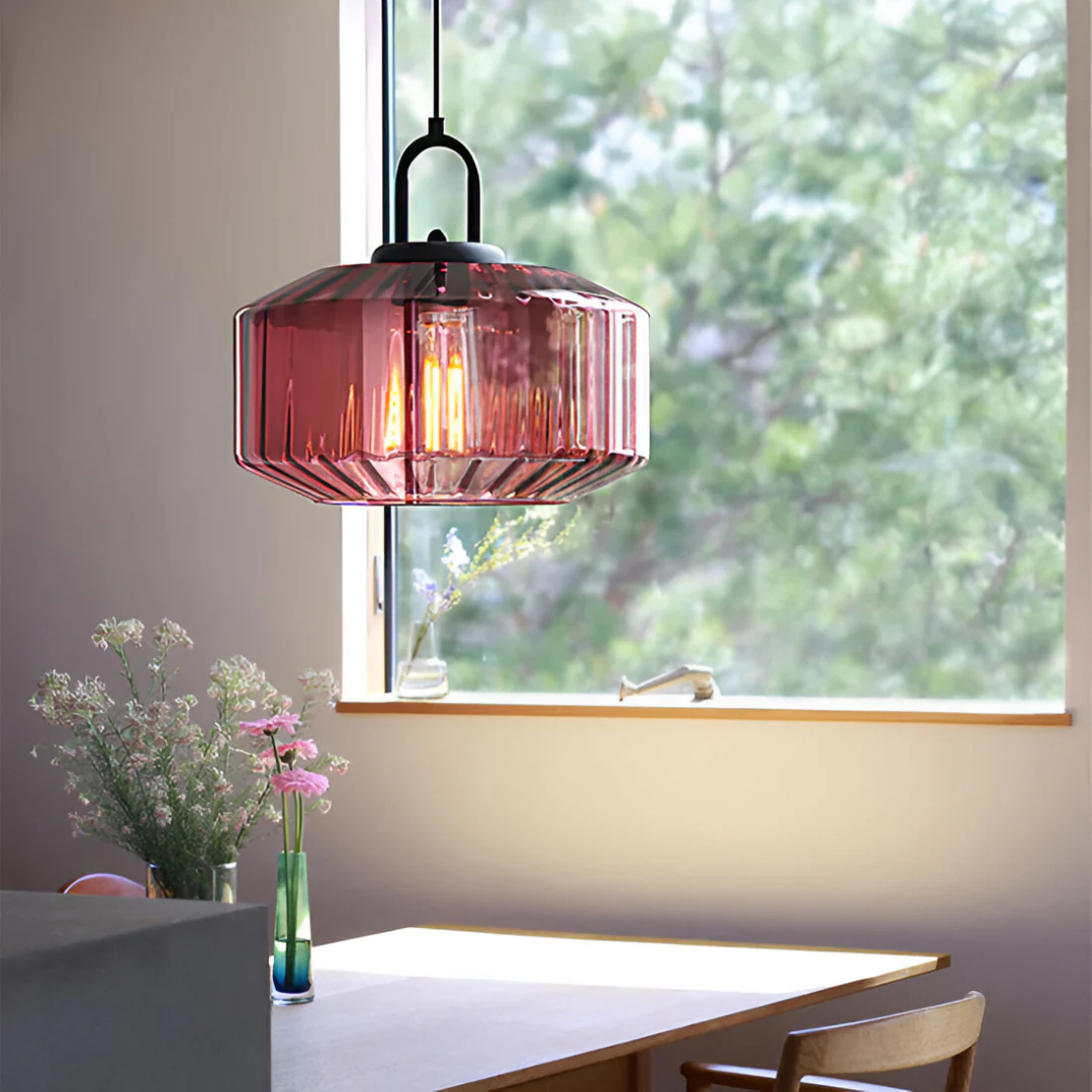 Hanglamp Gekleurd Glas Retro – Sfeervolle Glazen Pendant voor Eettafel & Hal