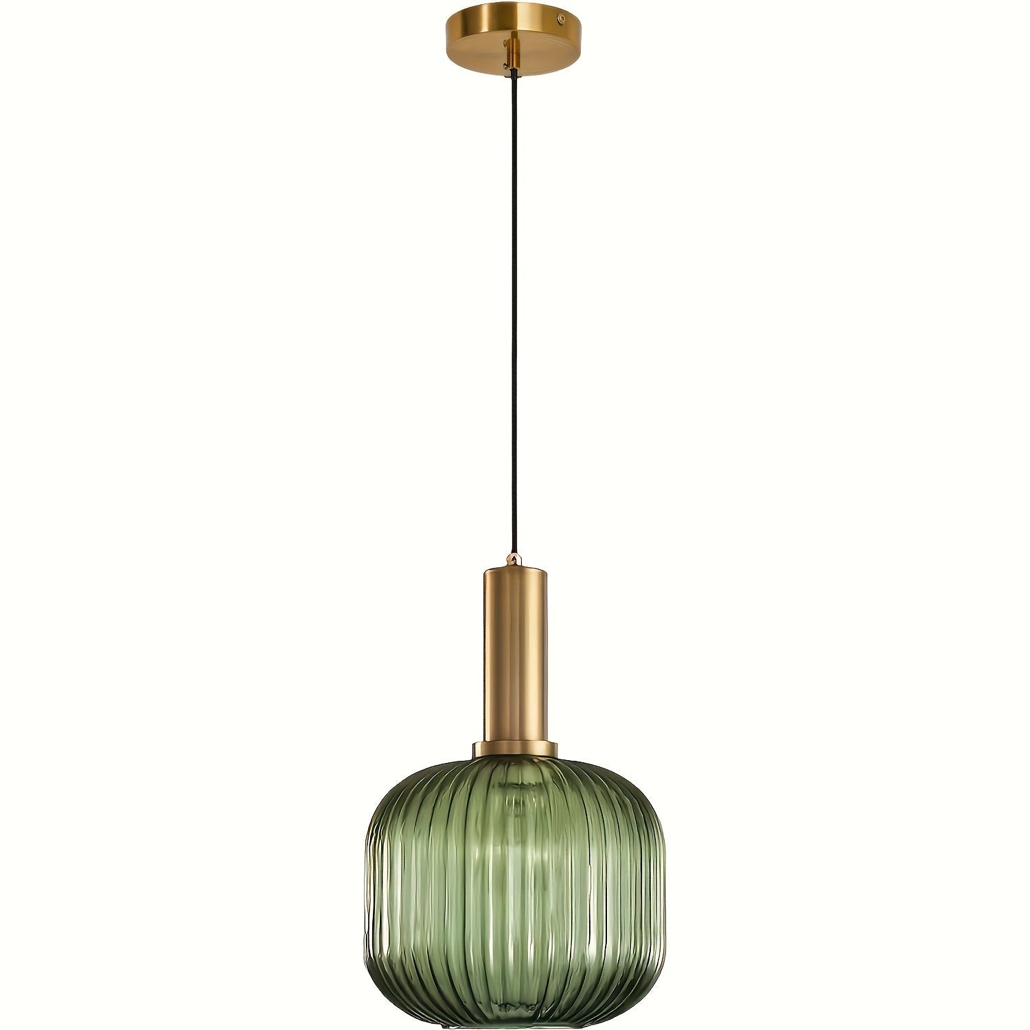 Hanglamp Ribbelglas – Moderne Pendant met Messing en Geribbelde Glazen Kap