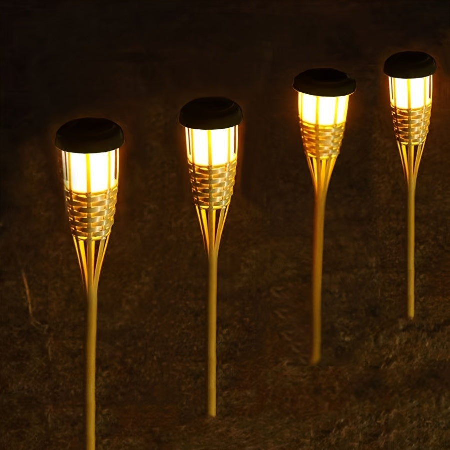 Solar Fakkels Bamboe (2-pack) – 12-LED Tuinlantaarns met Vlameffect op Zonne-energie
