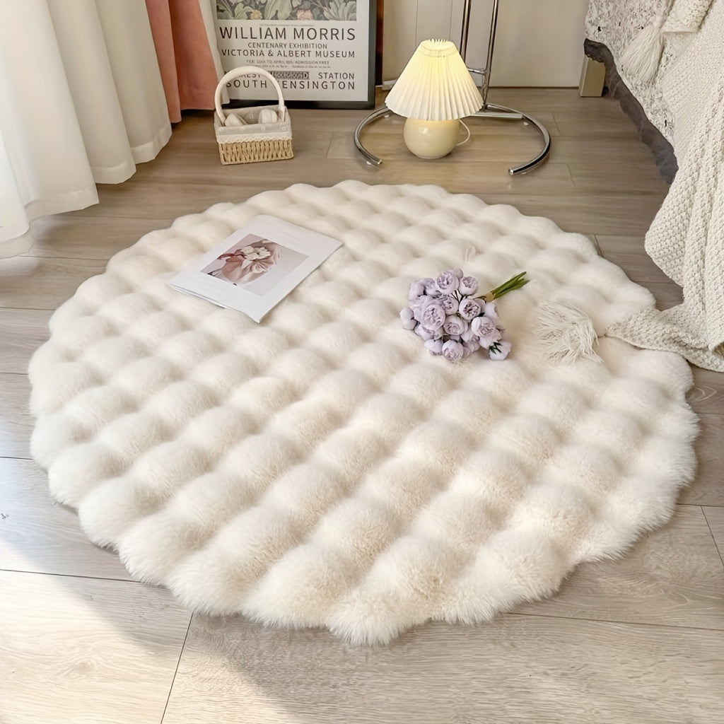Vloerkleed Rond Pluizig – Zacht Bubbelkleed voor Slaapkamer & Woonkamer