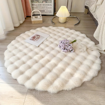 Vloerkleed Rond Pluizig – Zacht Bubbelkleed voor Slaapkamer & Woonkamer