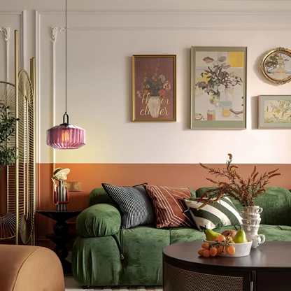 Hanglamp Gekleurd Glas Retro – Sfeervolle Glazen Pendant voor Eettafel & Hal