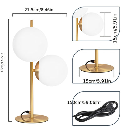 Tafellamp Goud met Witte Glasbol – Moderne Sfeerlamp voor Woonkamer & Nachtkastje