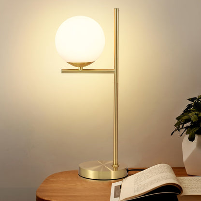 Tafellamp Goud met Witte Glasbol – Moderne Sfeerlamp voor Woonkamer & Nachtkastje