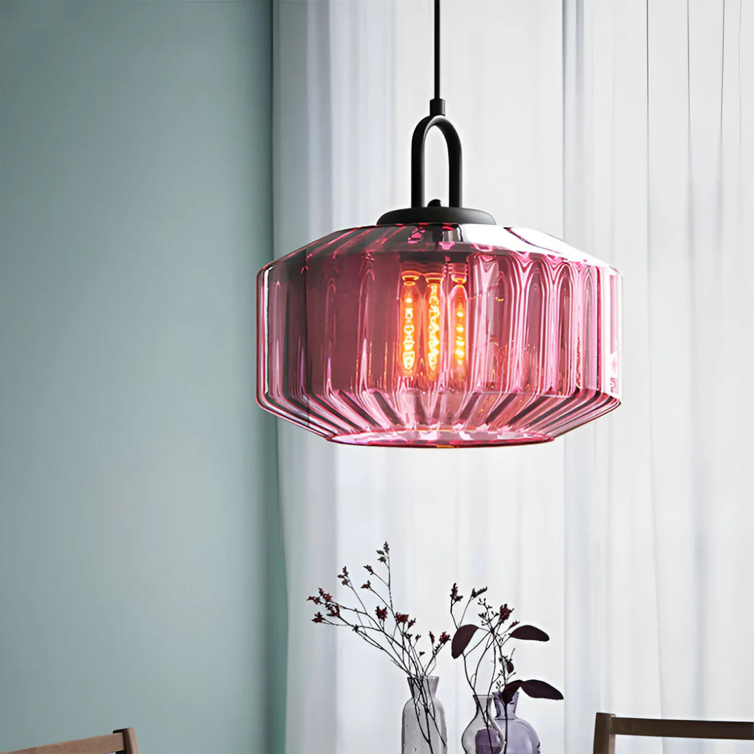 Hanglamp Gekleurd Glas Retro – Sfeervolle Glazen Pendant voor Eettafel & Hal