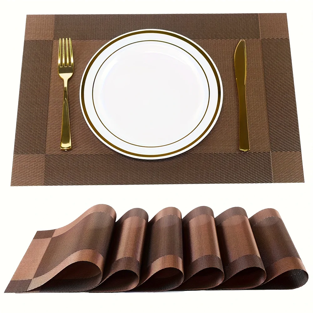 Placemats Antislip Afwasbaar – Hittebestendige Geweven PVC Placemats 45x30 cm voor Eettafel