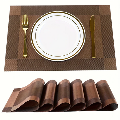 Placemats Antislip Afwasbaar – Hittebestendige Geweven PVC Placemats 45x30 cm voor Eettafel