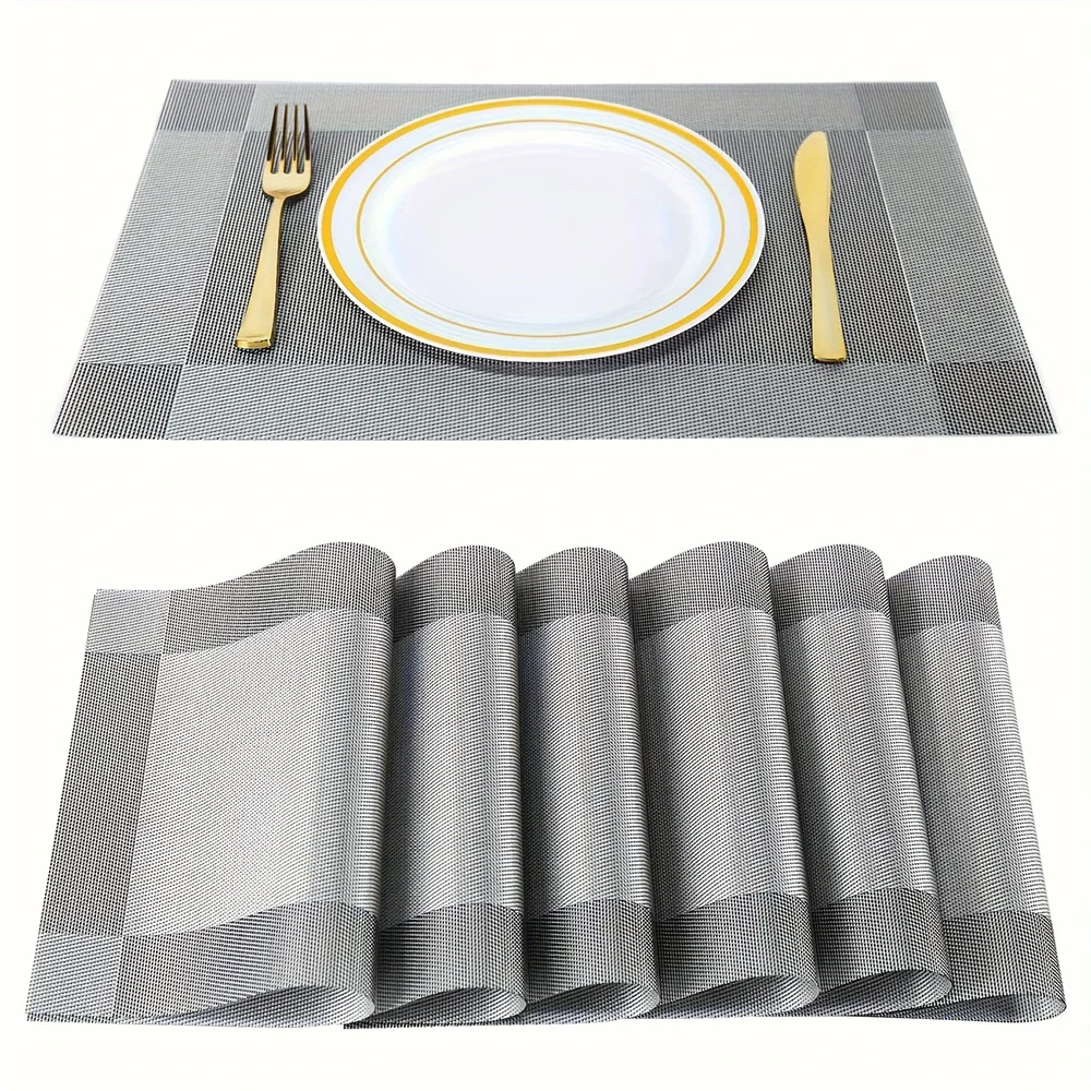 Placemats Antislip Afwasbaar – Hittebestendige Geweven PVC Placemats 45x30 cm voor Eettafel