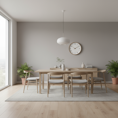 Wandklok Hout – Stille Scandinavische Wandklok Zonder Tikgeluid, Rond Minimalistisch Design