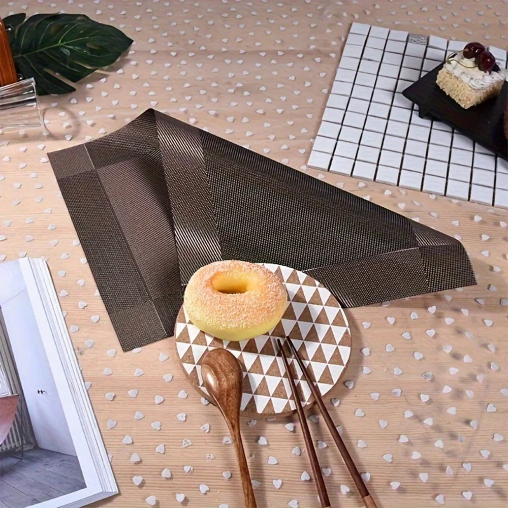 Placemats Antislip Afwasbaar – Hittebestendige Geweven PVC Placemats 45x30 cm voor Eettafel