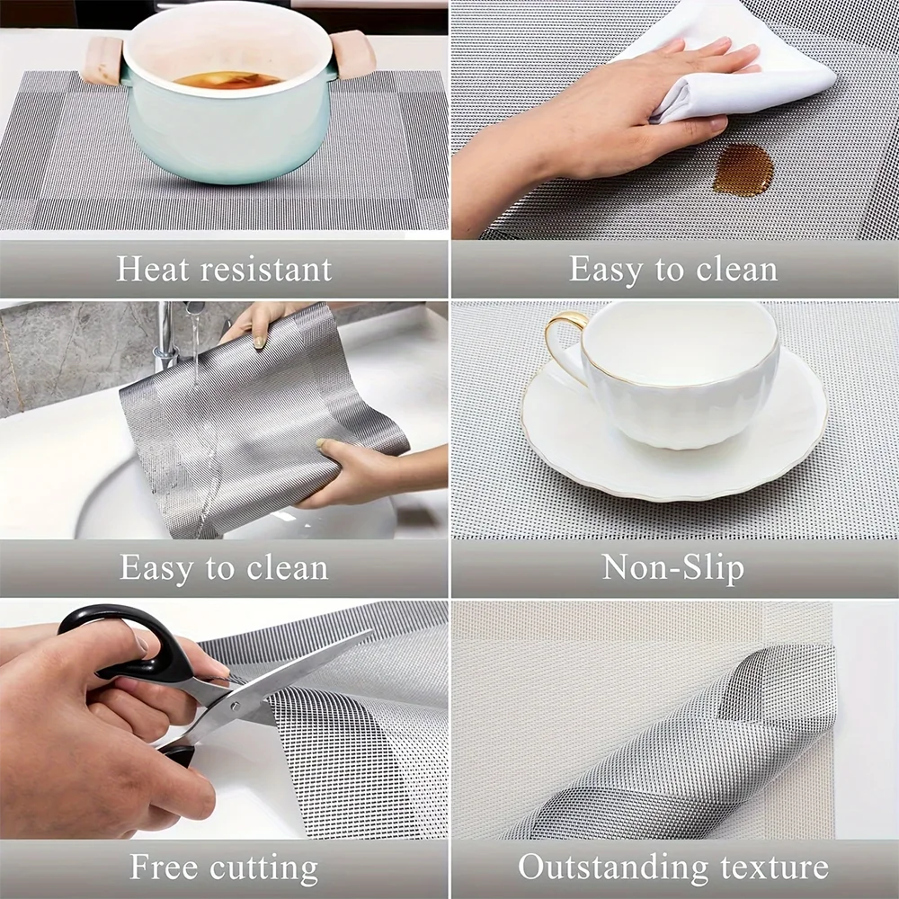 Placemats Antislip Afwasbaar – Hittebestendige Geweven PVC Placemats 45x30 cm voor Eettafel