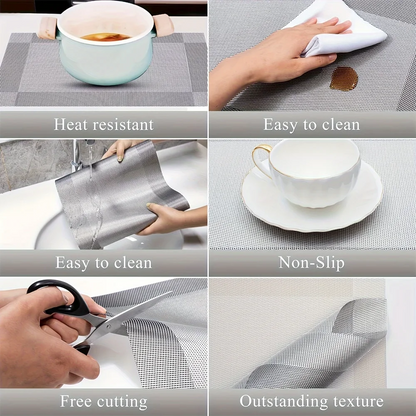 Placemats Antislip Afwasbaar – Hittebestendige Geweven PVC Placemats 45x30 cm voor Eettafel