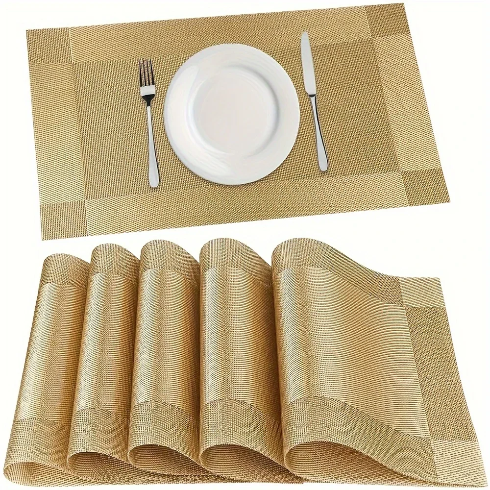 Placemats Antislip Afwasbaar – Hittebestendige Geweven PVC Placemats 45x30 cm voor Eettafel