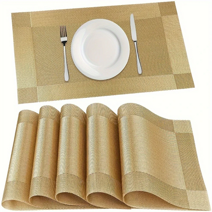 Placemats Antislip Afwasbaar – Hittebestendige Geweven PVC Placemats 45x30 cm voor Eettafel