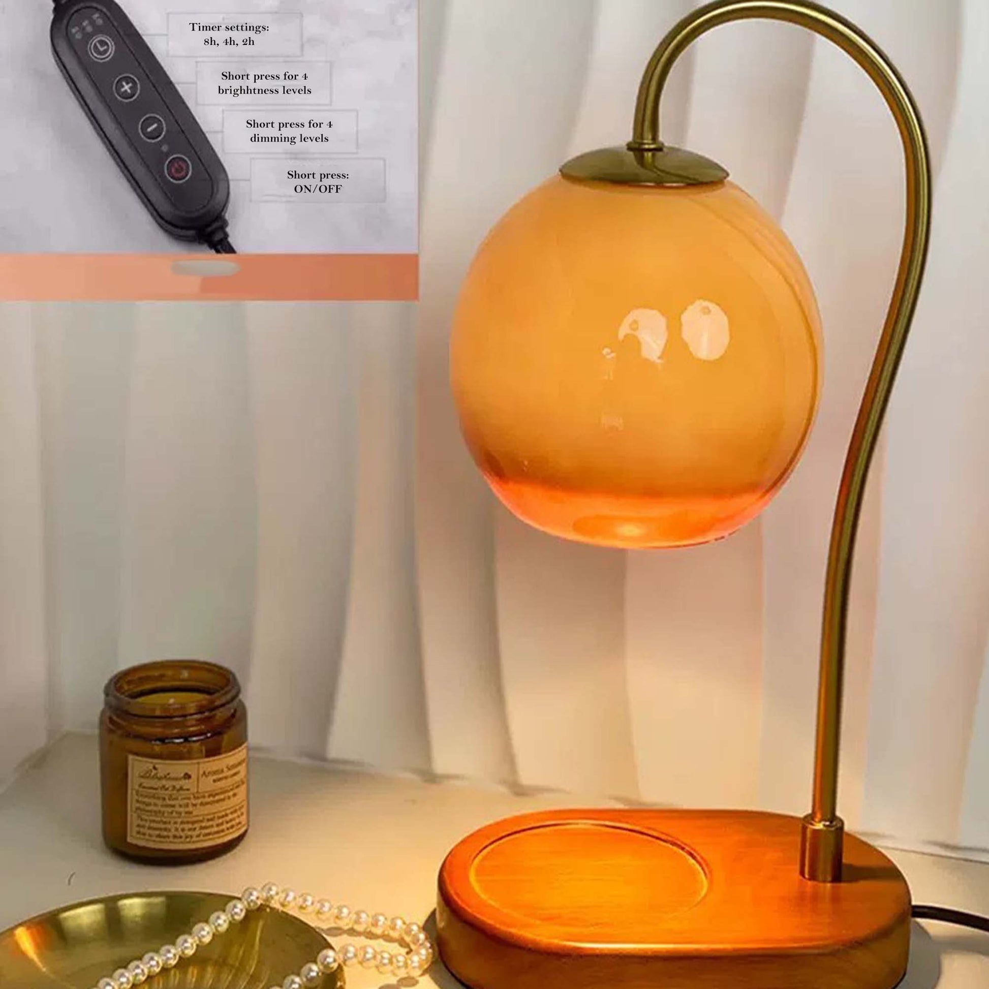 Kaarsenwarmer Lamp Dimbaar – Vlamloze Wax Smeltlamp voor Geurkaarsen