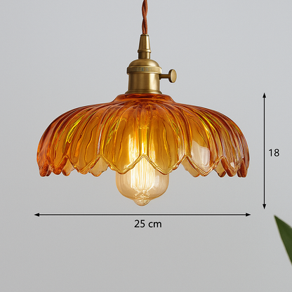 Hanglamp Bloem Gekleurd Glas – Vintage Pendant Lamp voor Eetkamer & Hal