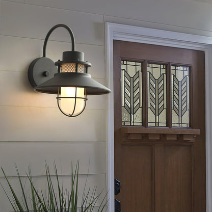 Buitenlamp Wand Industrieel – Waterdichte Zwarte Wandlamp met Glas voor Gevel