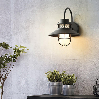 Buitenlamp Wand Industrieel – Waterdichte Zwarte Wandlamp met Glas voor Gevel
