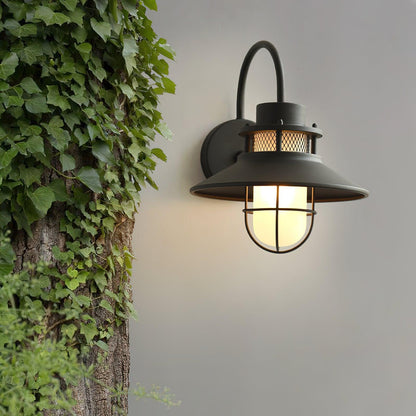Buitenlamp Wand Industrieel – Waterdichte Zwarte Wandlamp met Glas voor Gevel