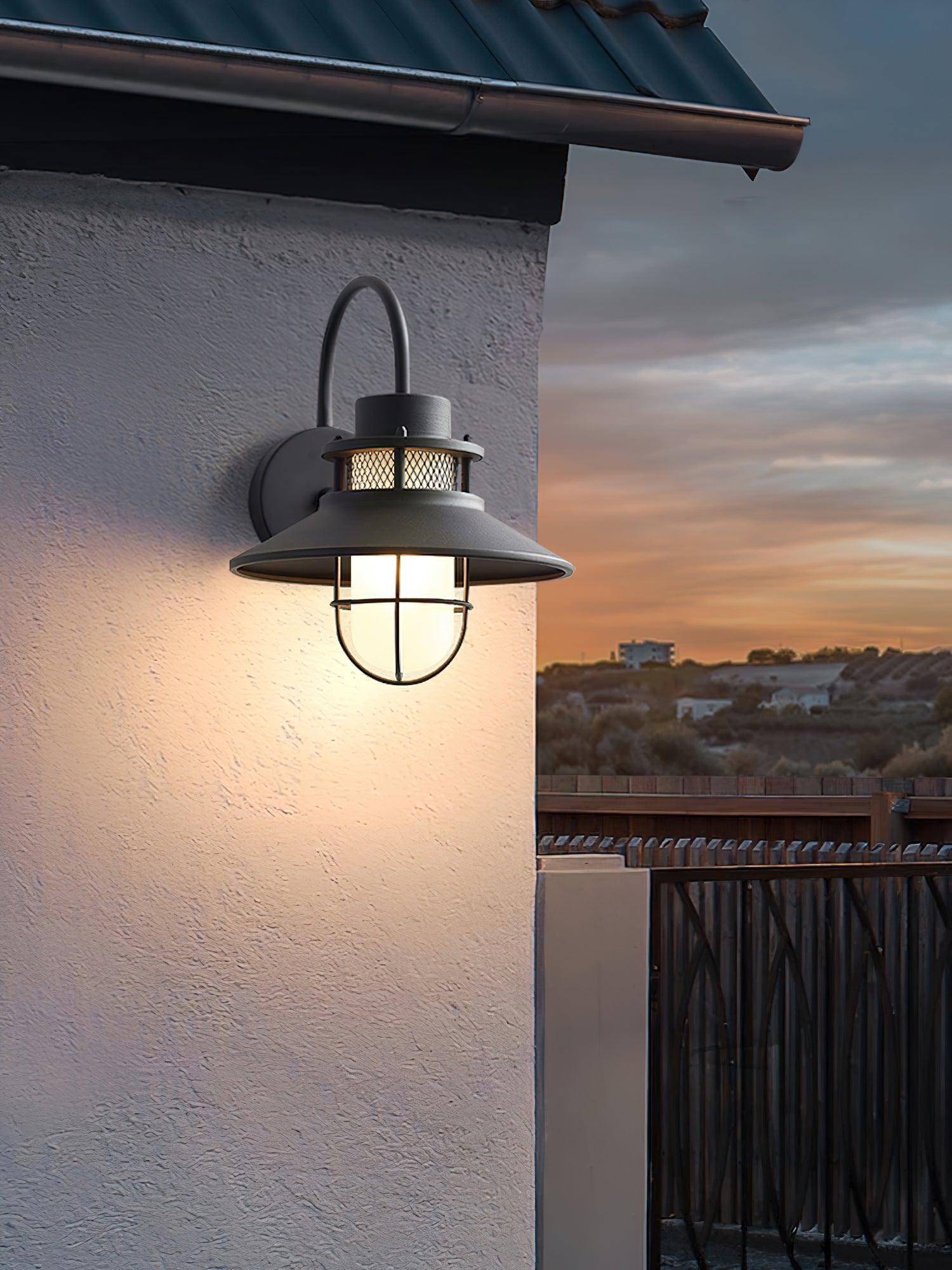 Buitenlamp Wand Industrieel – Waterdichte Zwarte Wandlamp met Glas voor Gevel