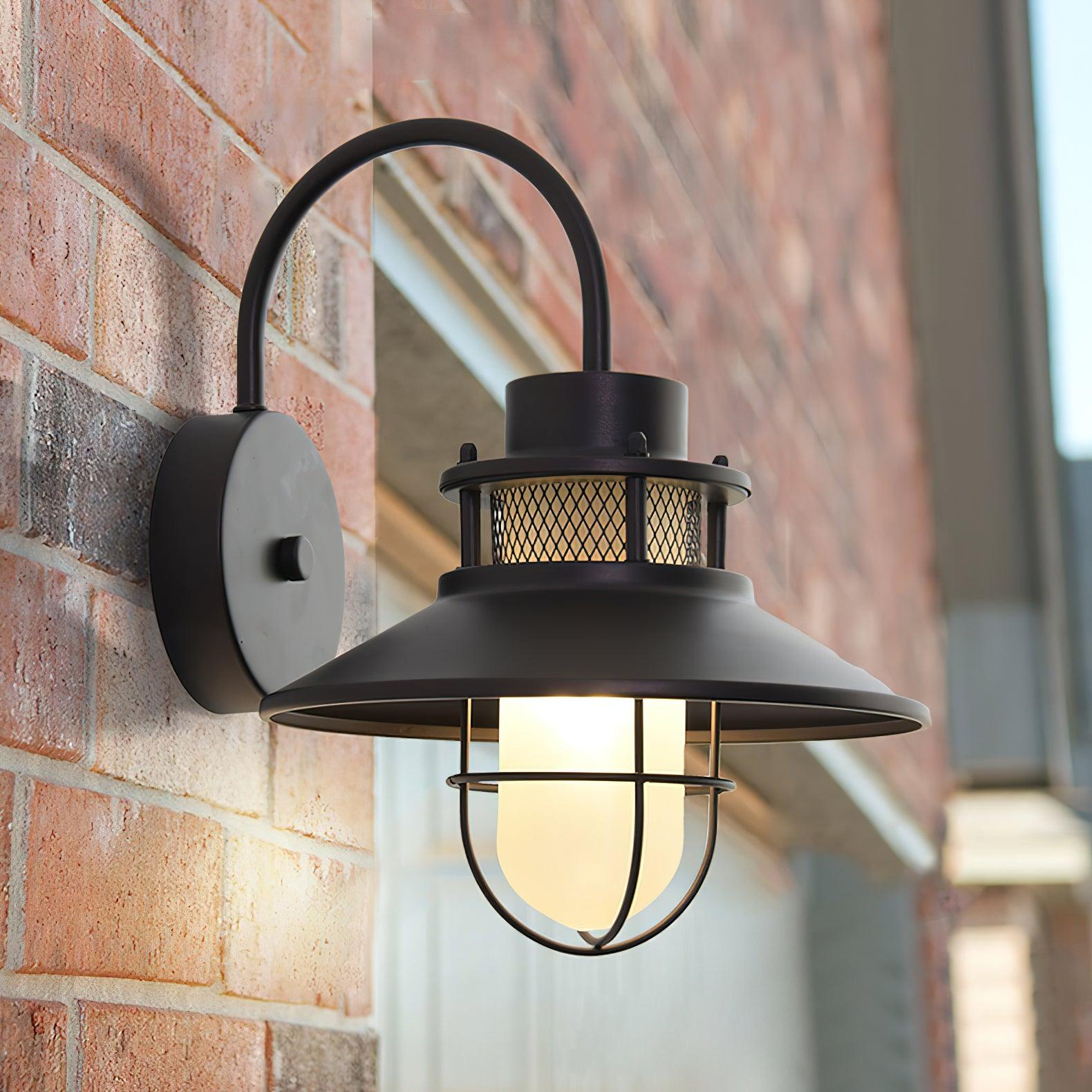 Buitenlamp Wand Industrieel – Waterdichte Zwarte Wandlamp met Glas voor Gevel