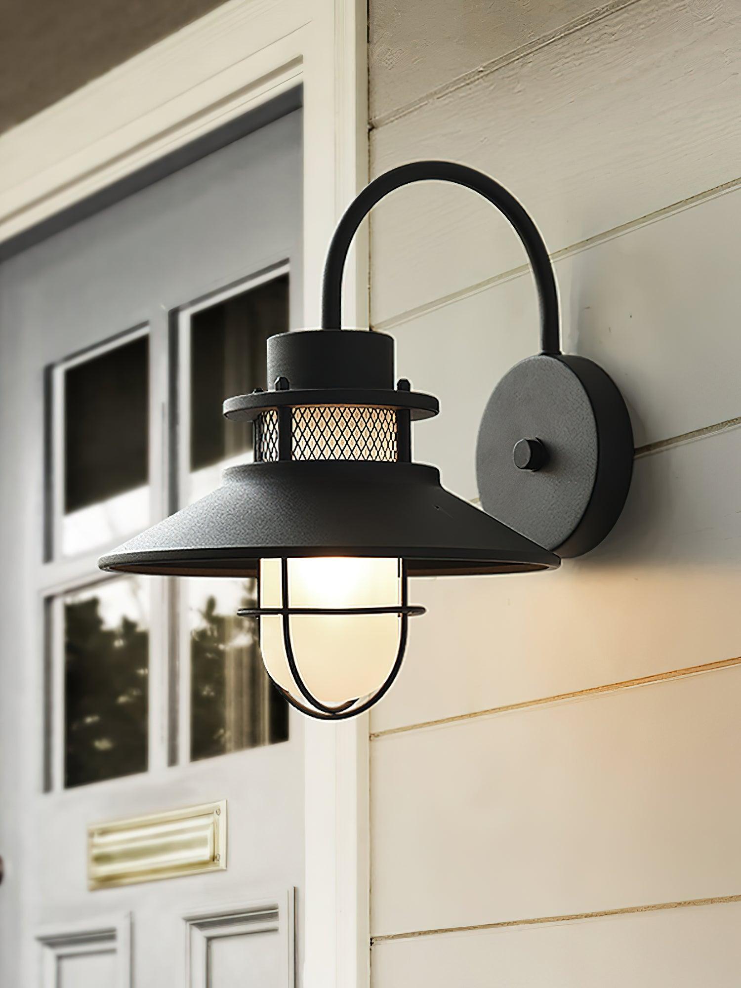 Buitenlamp Wand Industrieel – Waterdichte Zwarte Wandlamp met Glas voor Gevel