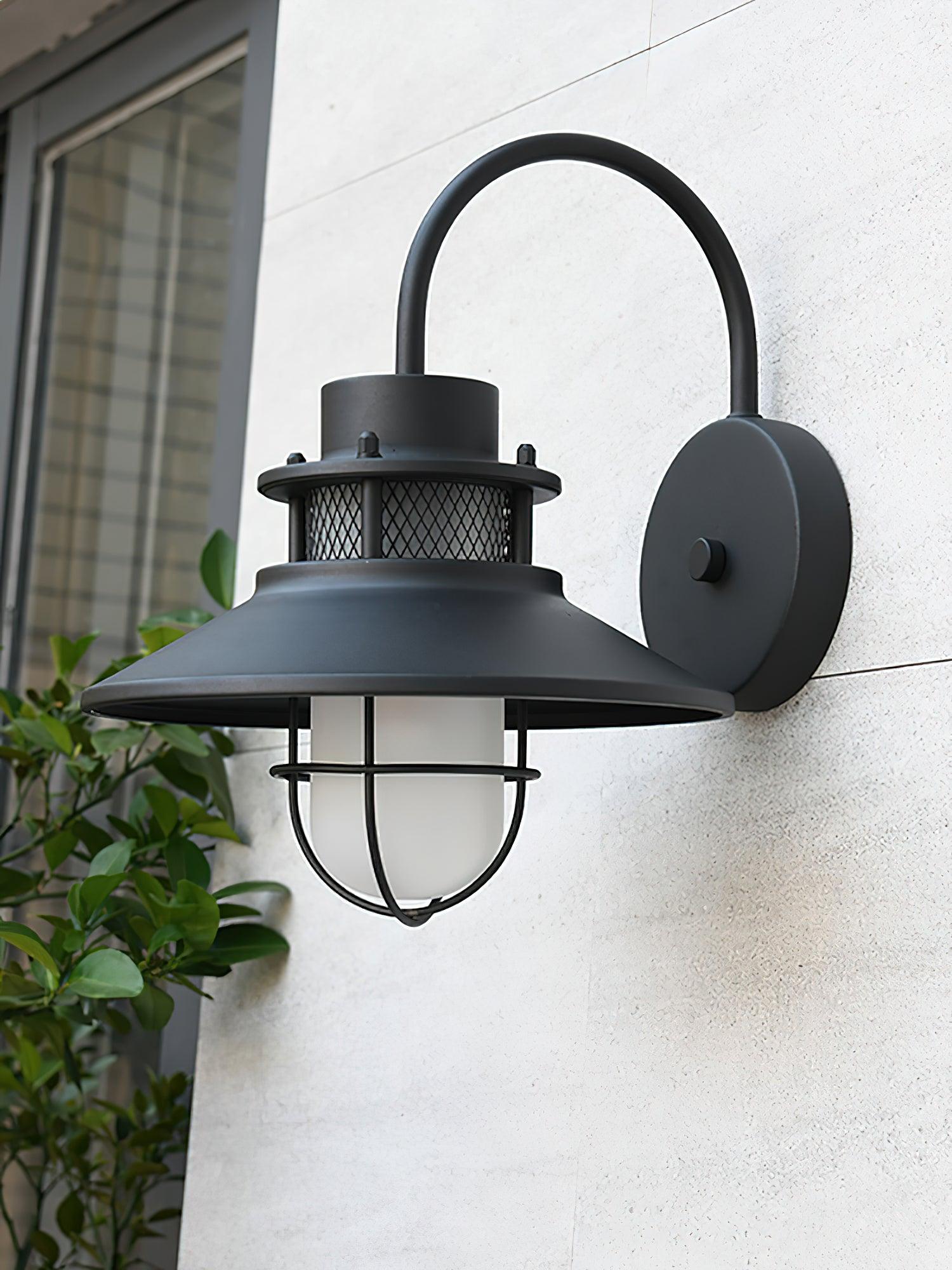 Buitenlamp Wand Industrieel – Waterdichte Zwarte Wandlamp met Glas voor Gevel