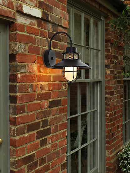 Buitenlamp Wand Industrieel – Waterdichte Zwarte Wandlamp met Glas voor Gevel