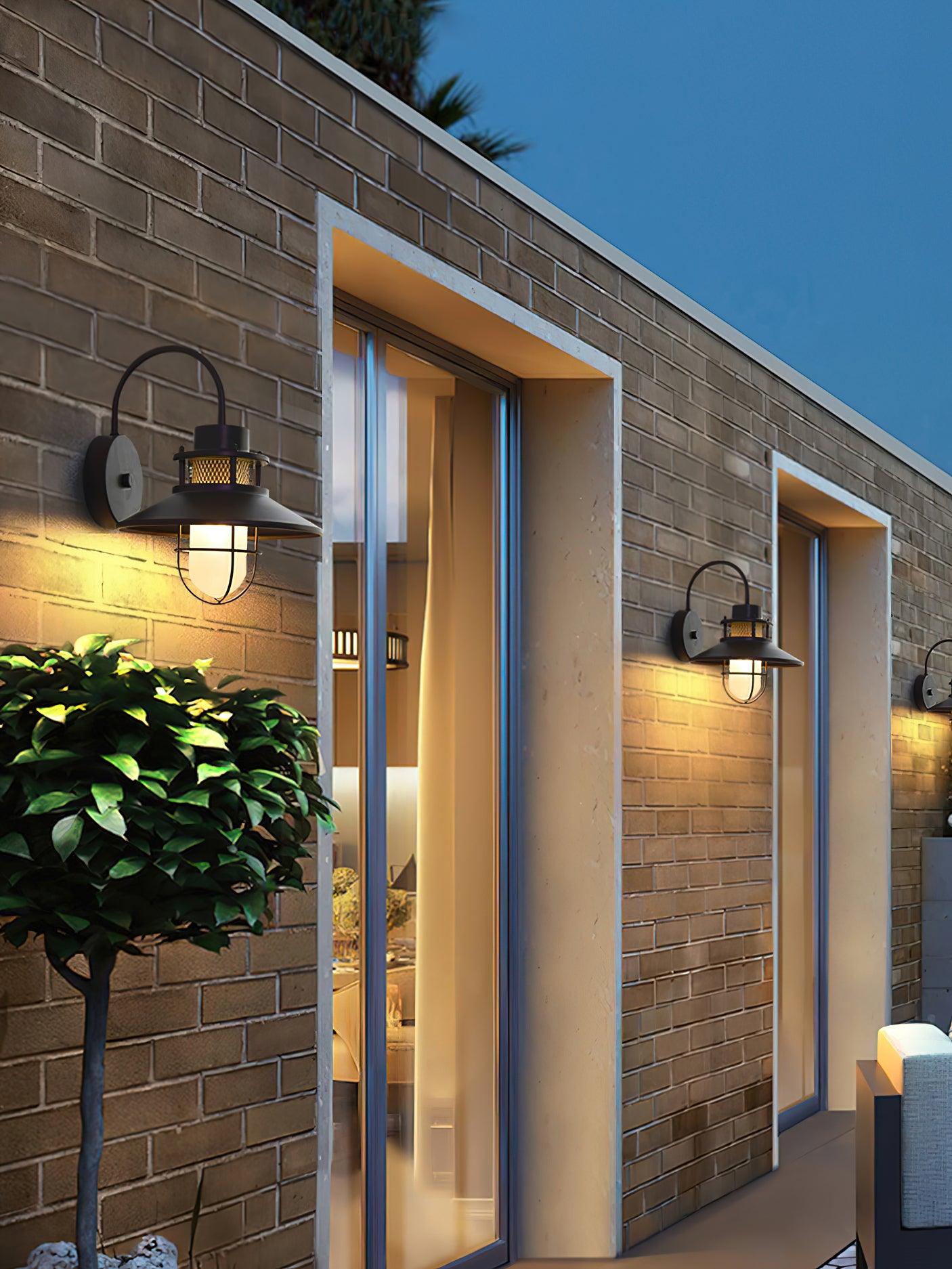 Buitenlamp Wand Industrieel – Waterdichte Zwarte Wandlamp met Glas voor Gevel