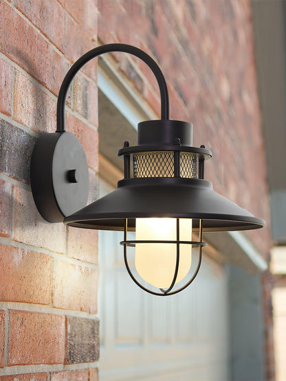 Buitenlamp Wand Industrieel – Waterdichte Zwarte Wandlamp met Glas voor Gevel