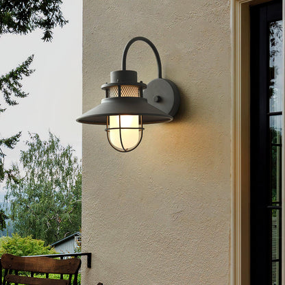 Buitenlamp Wand Industrieel – Waterdichte Zwarte Wandlamp met Glas voor Gevel