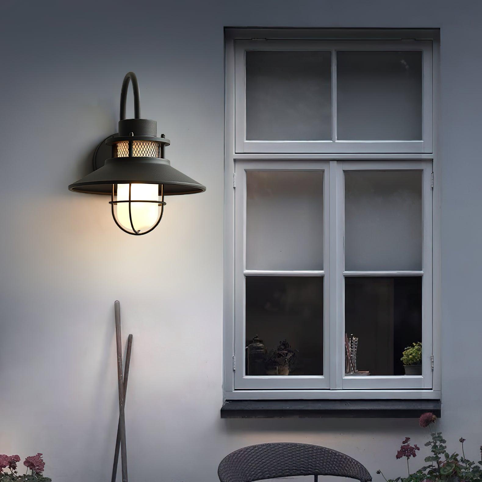 Buitenlamp Wand Industrieel – Waterdichte Zwarte Wandlamp met Glas voor Gevel