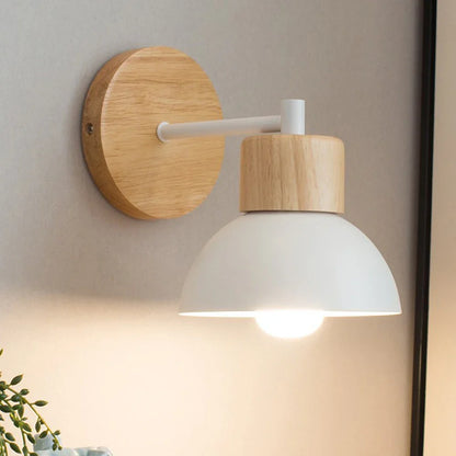 Wandlamp Hout & Metaal – Moderne Nordic Bedlamp met Verstelbare Arm