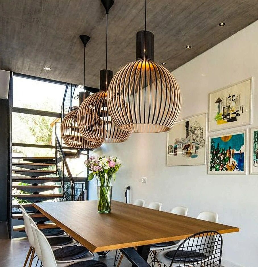 Hanglamp Hout Handgemaakt – Natuurlijke Scandinavische Houten Plafondlamp