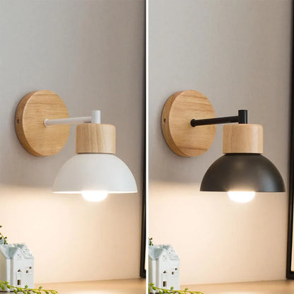 Wandlamp Hout & Metaal – Moderne Nordic Bedlamp met Verstelbare Arm