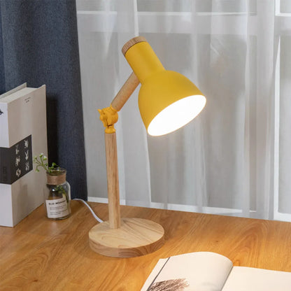 Verstelbare Bureaulamp Hout – Moderne Tafellamp met Zwenkarm voor Bureau & Slaapkamer